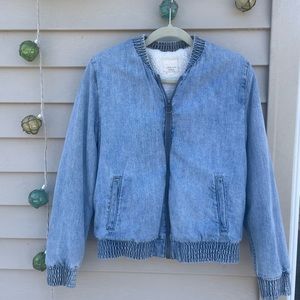 American Eagle Sherpa Denim/Jean Bomber Jacket